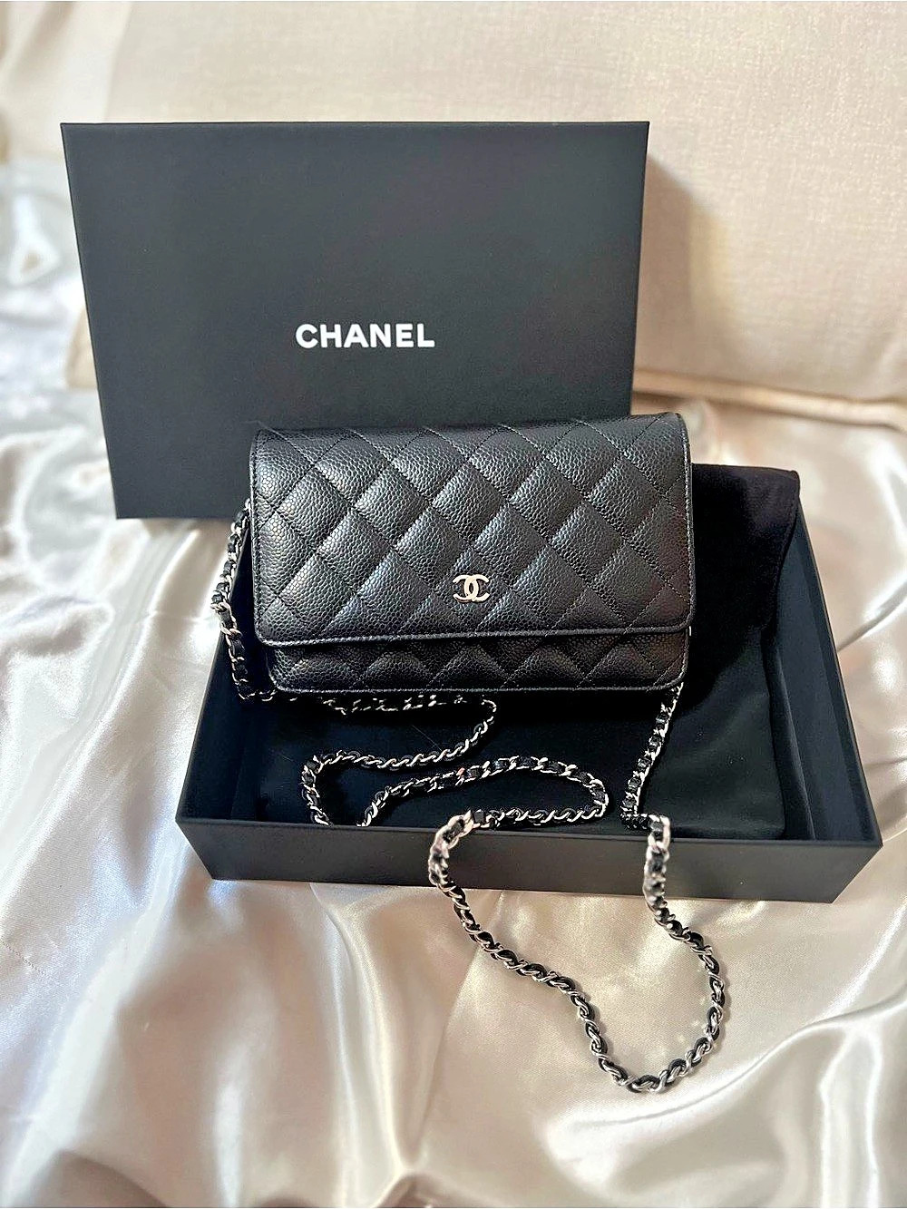 Chanel Classic Wallet on Chain WOC Quilted Caviar Crossbody Black